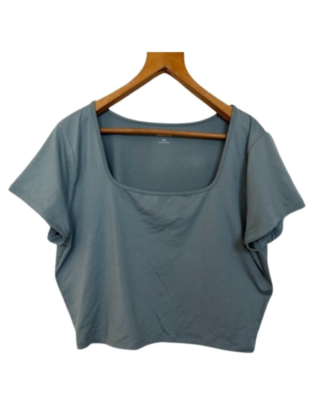 Hollister Square Neck Crop Top XXL 2XL Blue Gray Short Sleeve Plus Size Baby Tee